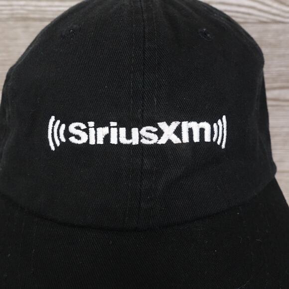 SIRIUS XM SATTELITE RADIO BLACK STRAPBACK BASEBALL HAT CAP - Picture 2 of 8
